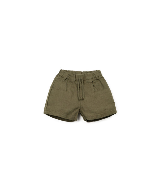 PANTALONE CORTO IN LINO VERDE MILITARE