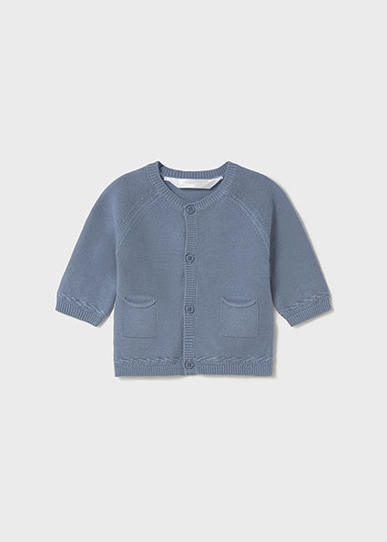 CARDIGAN AZZURRO CON BOTTONCINI DI MADREPERLA