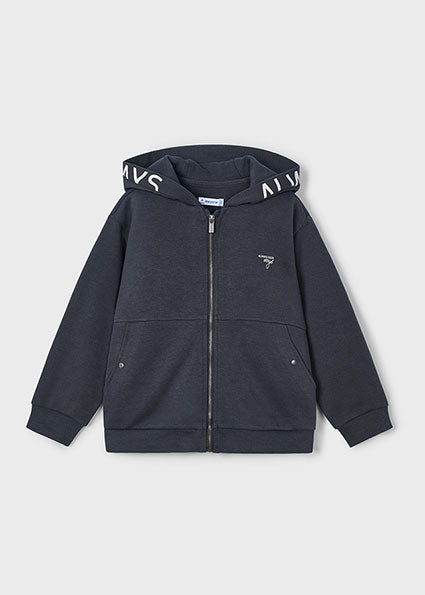 FELPA GRIGIA CON ZIP E CAPPUCCIO
