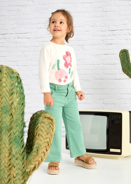 PANTALONE VERDE IN DENIM MODELLO CULOTTE