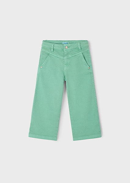 PANTALONE VERDE IN DENIM MODELLO CULOTTE
