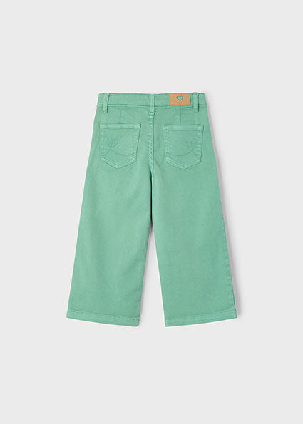 PANTALONE VERDE IN DENIM MODELLO CULOTTE