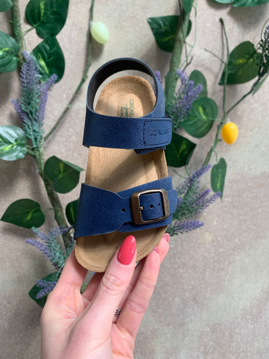 SANDALO IN PELLE COLOR BLU DENIM