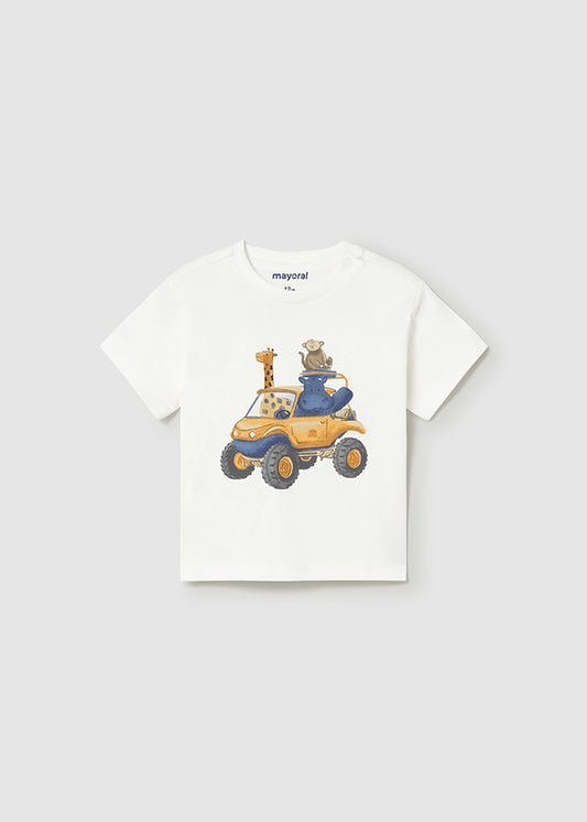 T-SHIRT MANICHE CORTE STAMPA ANIMALI GIUNGLA BLU