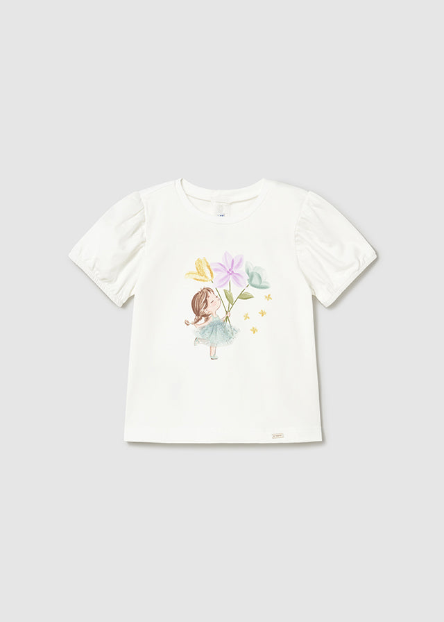MAGLIA CON STAMPA BAMBOLINA E FIORI