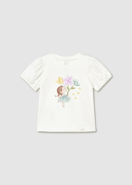 MAGLIA CON STAMPA BAMBOLINA E FIORI