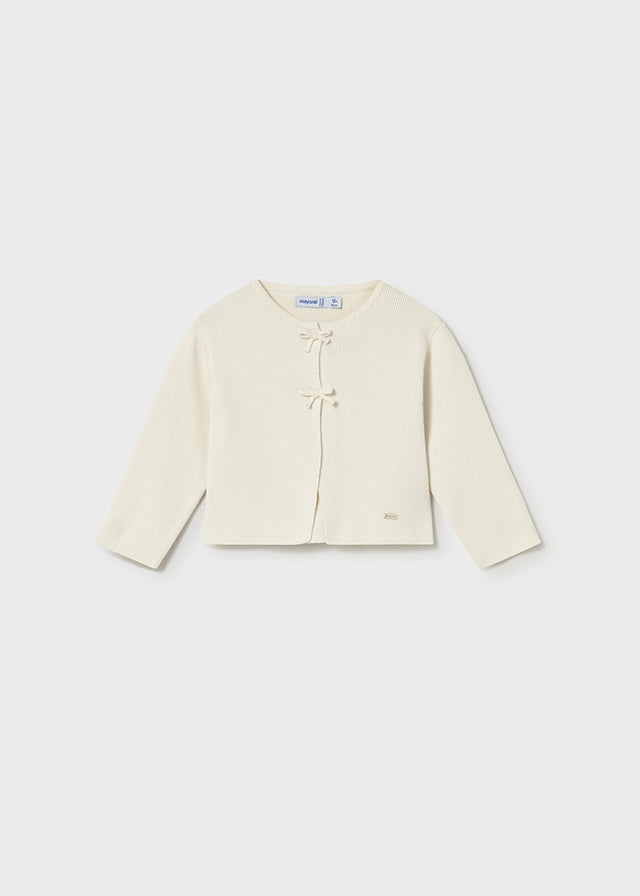 CARDIGAN BIANCO CON FIOCCHI
