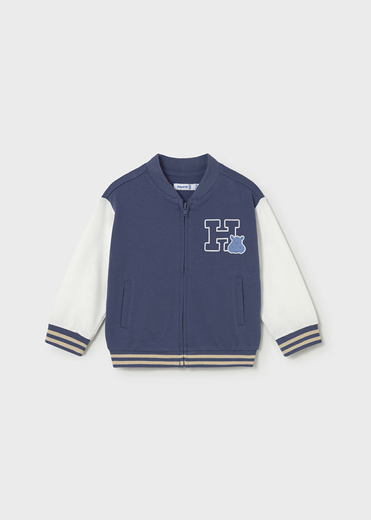 FELPA BLU CON ZIP STAMPA RINOCERONTE