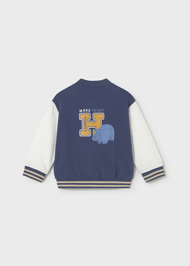 FELPA BLU CON ZIP STAMPA RINOCERONTE