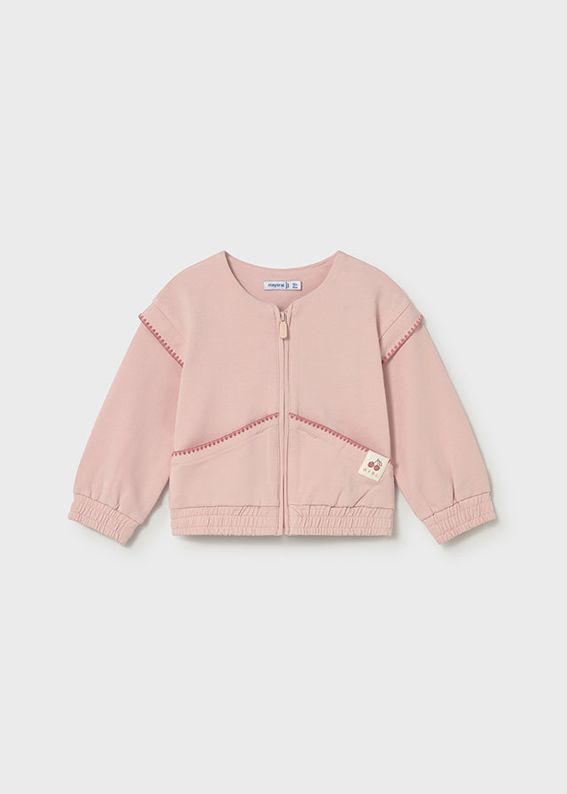 FELPA ROSA CON ZIP E CAPPUCCIO