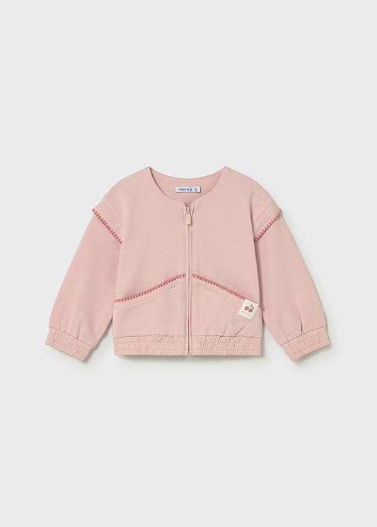 FELPA ROSA CON ZIP E CAPPUCCIO