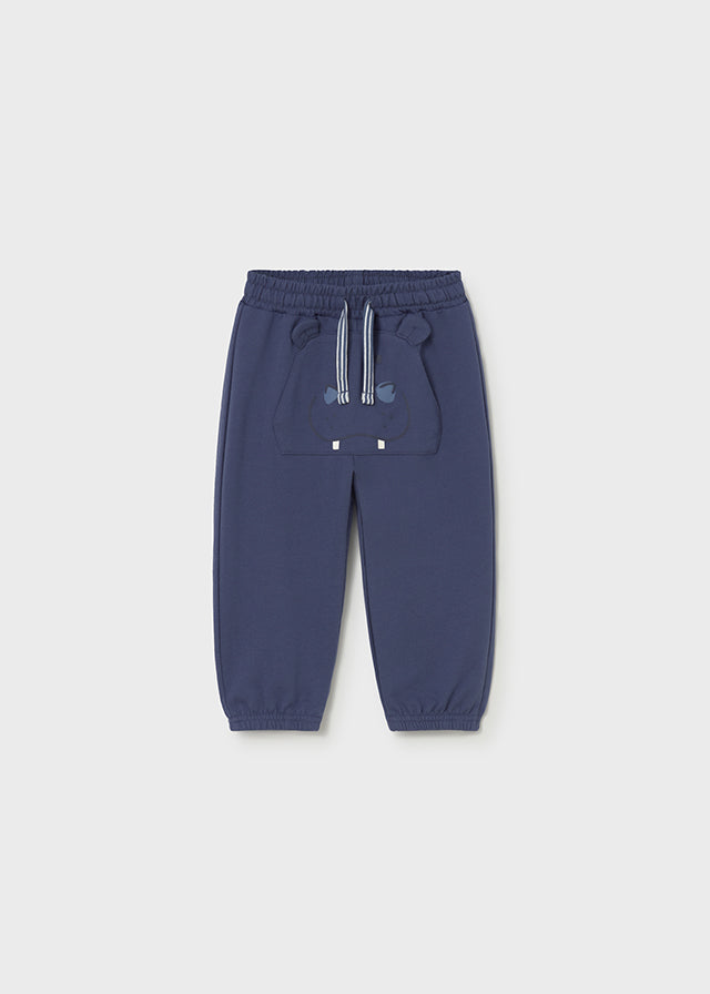 PANTALONE TUTA IN COTONE GARZATO CON STAMPA IPPOPOTAMO