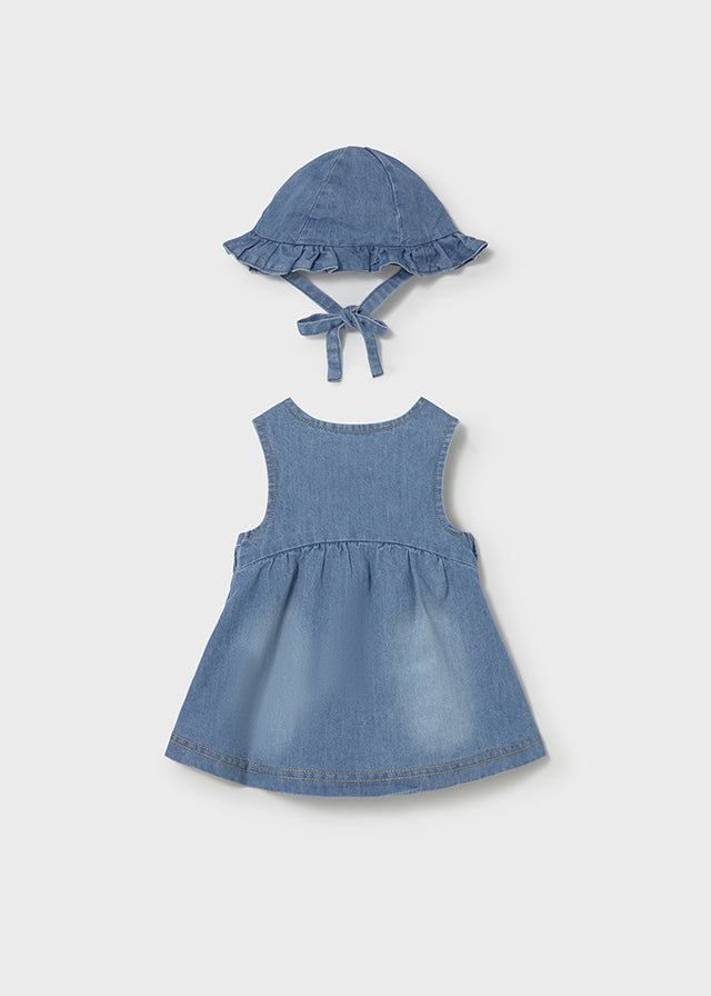ABITO DENIM CON FRAGOLINE E MARGHERITE