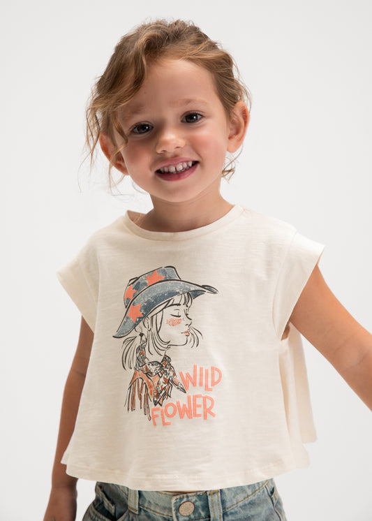 T-SHIRT BIANCA STAMPA COWBOY