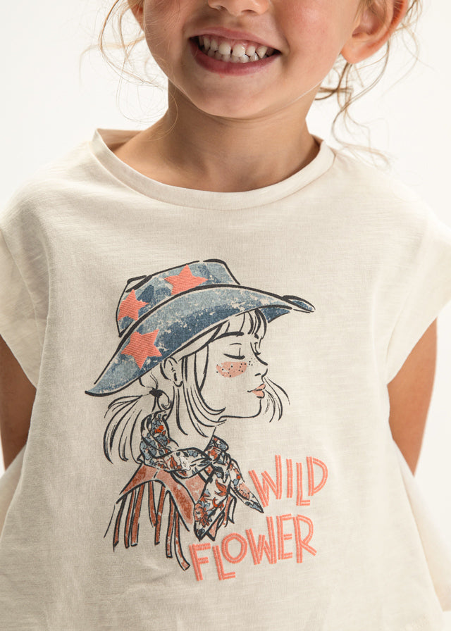 T-SHIRT BIANCA STAMPA COWBOY