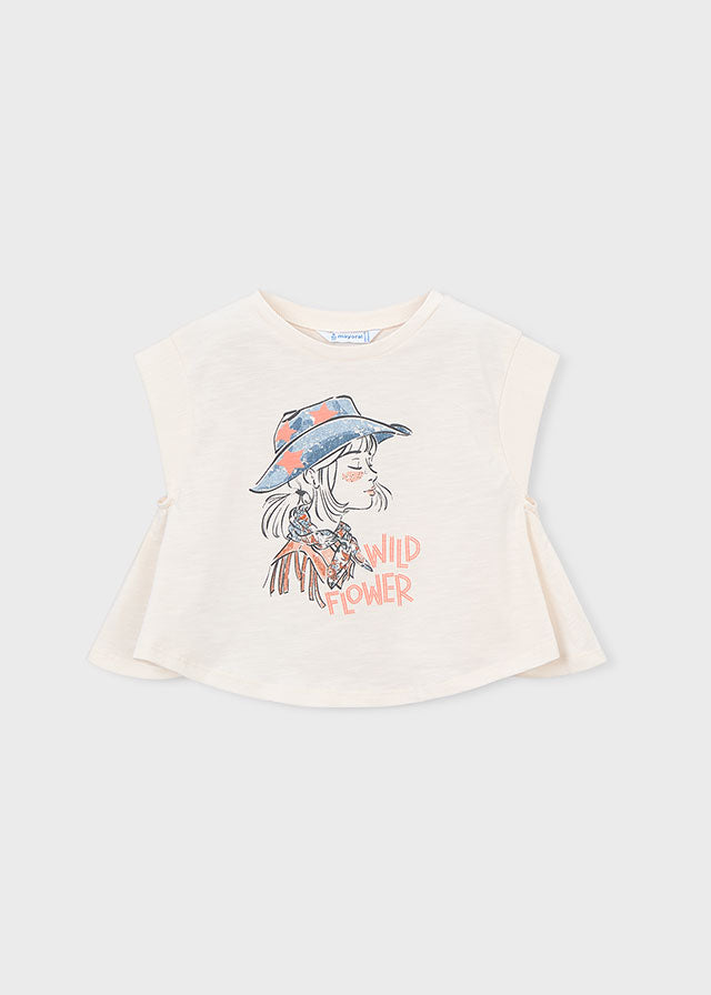 T-SHIRT BIANCA STAMPA COWBOY