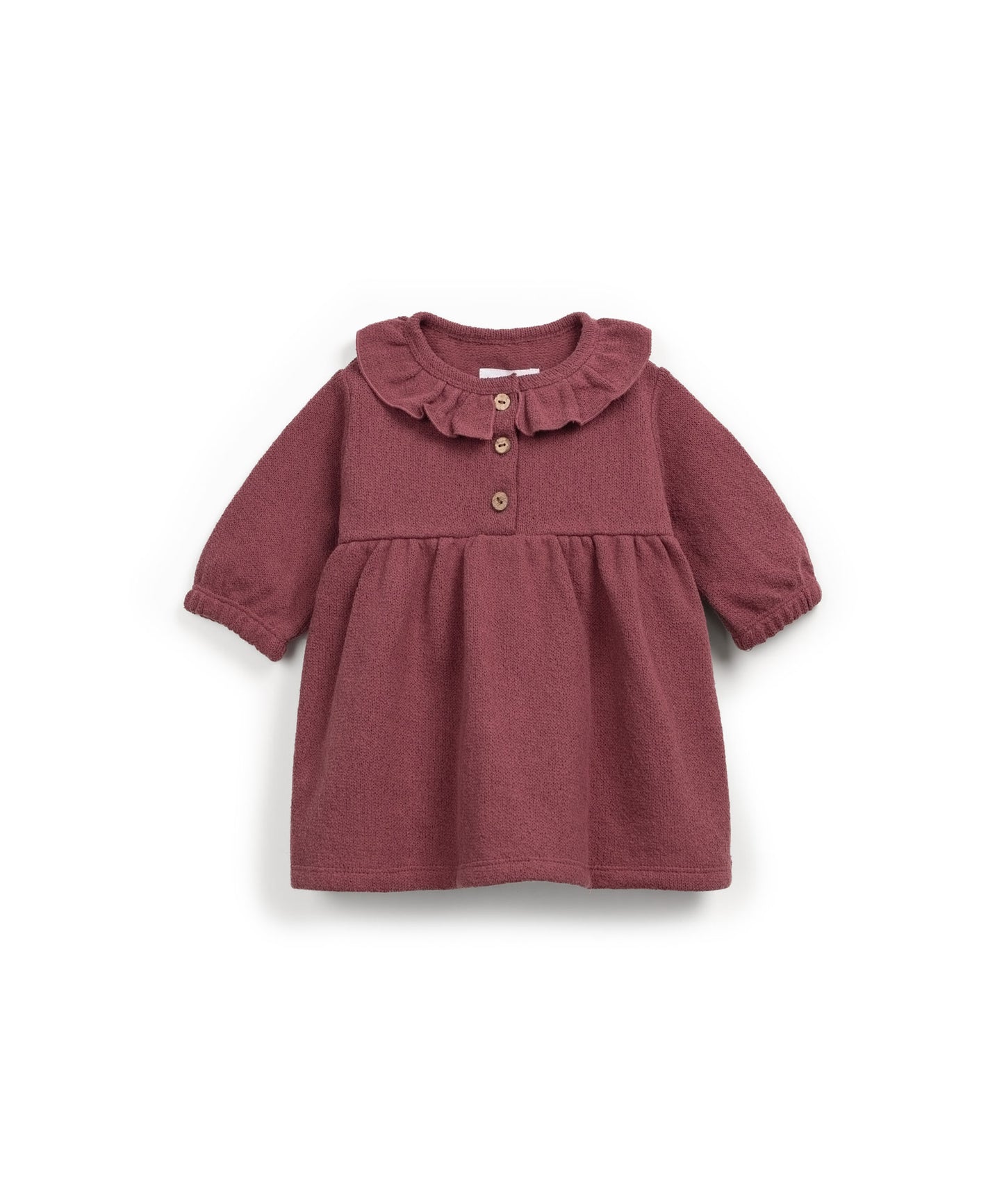 ABITO CON COLLO IMPORTANTE E BOTTONCINI DI LEGNO