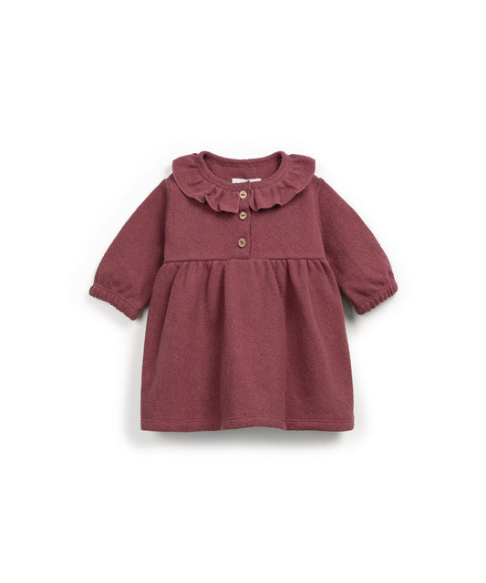 ABITO CON COLLO IMPORTANTE E BOTTONCINI DI LEGNO