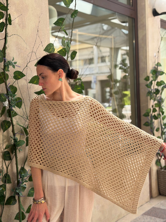 Poncho dorato con lurex