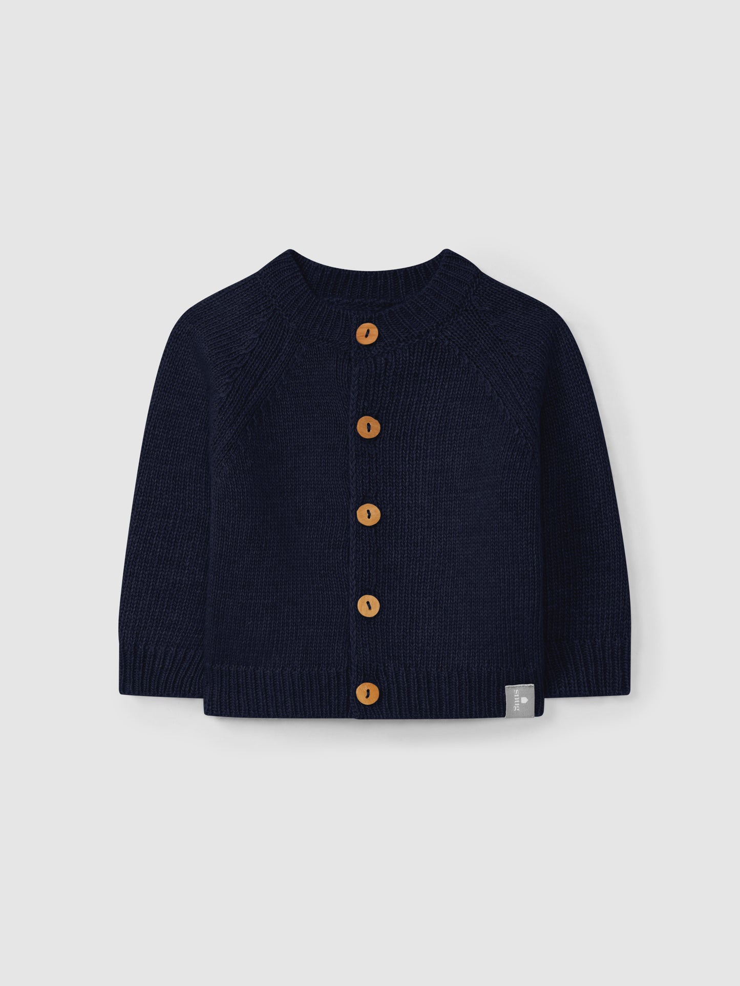 CARDIGAN BLU NOTTE CON BOTTONCINI DI LEGNO
