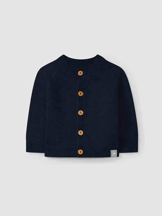 CARDIGAN BLU NOTTE CON BOTTONCINI DI LEGNO