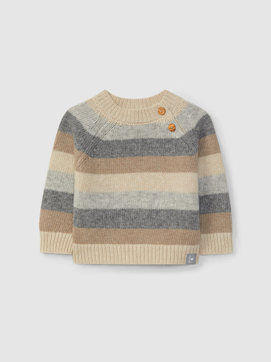 MAGLIONE RIGONE AZZURRO, GRIGIO E BEIGE