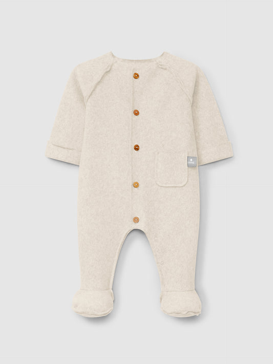 TUTINA IN PANNO COLOR PANNA CON BOTTONCINI DI LEGNO