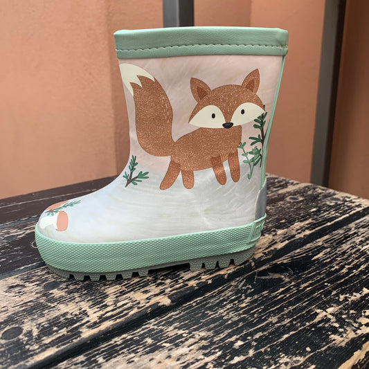 STIVALI ANTIPIOGGIA CON TEDDY INTERNO STAMPA VOLPE