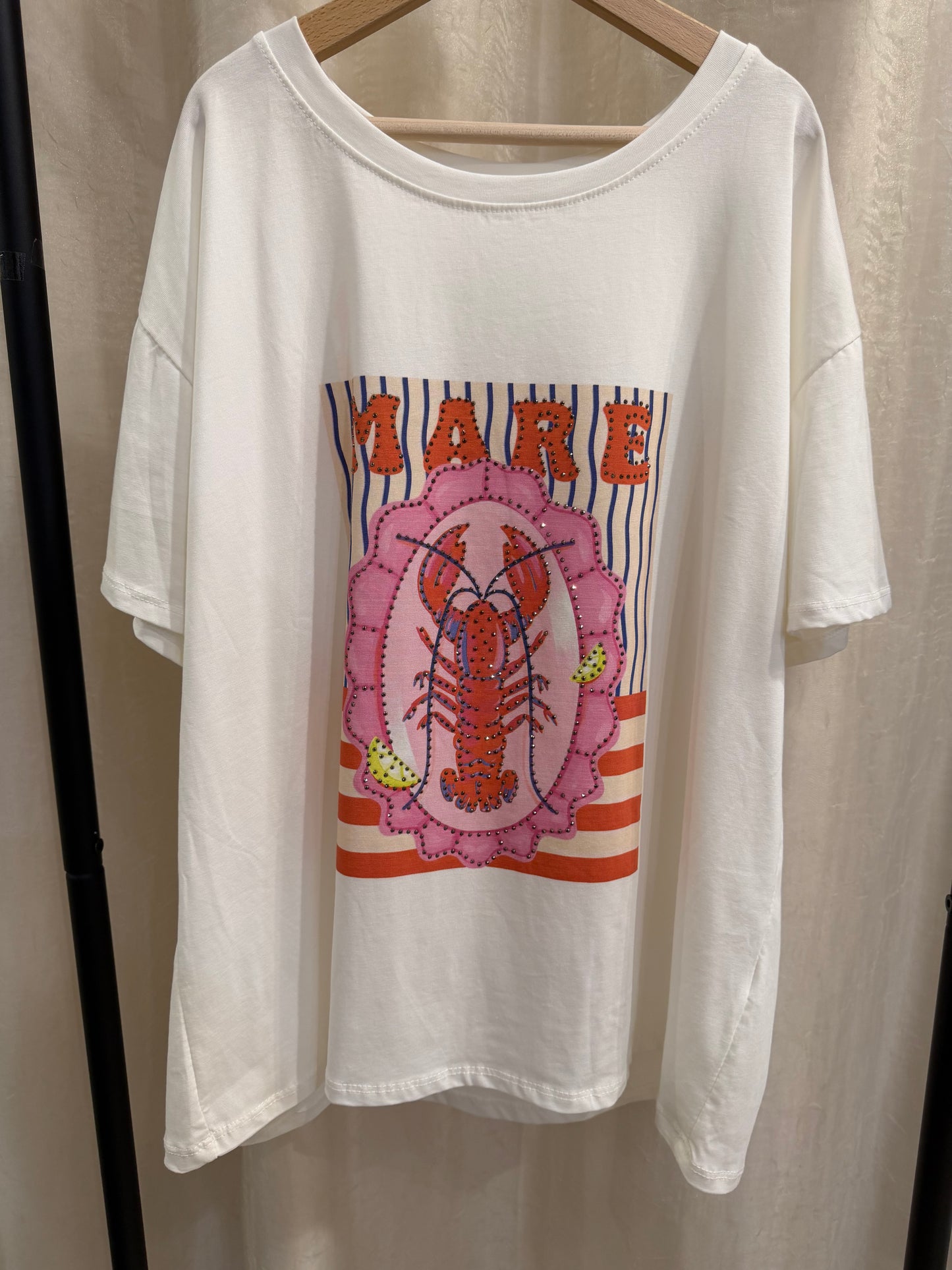 T-shirt bianca tema aragosta