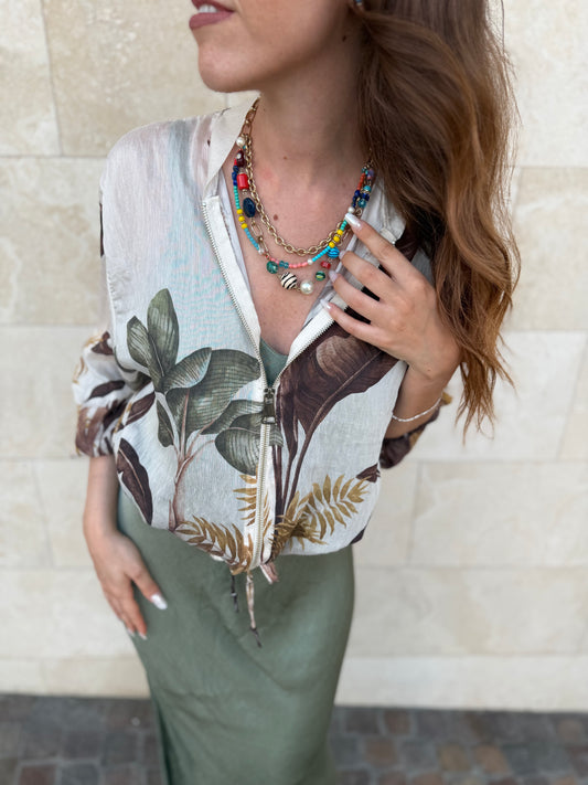 Bomber effetto camicia palme