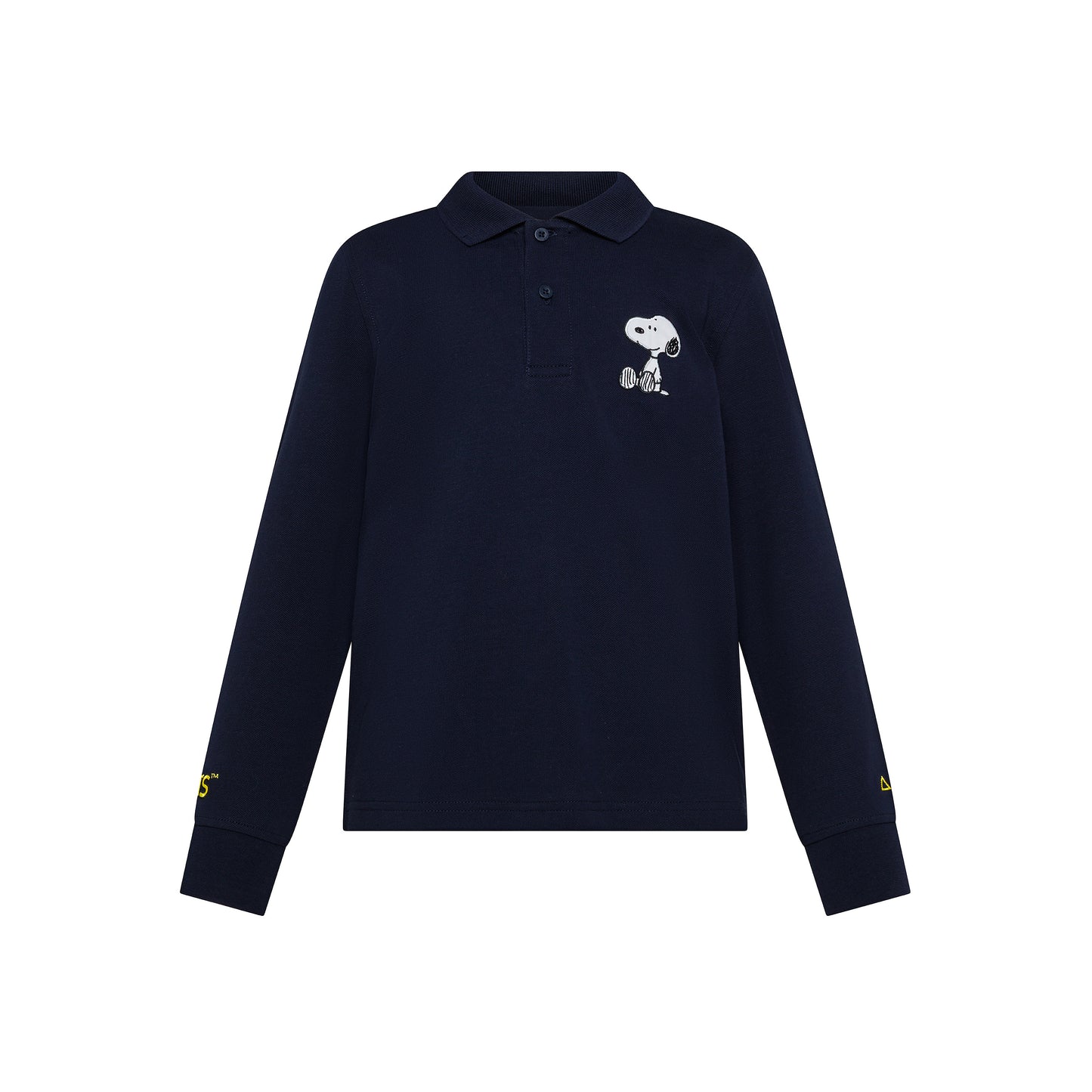 POLO IN PIQUET DI COTONE BLU CON LOGO SNOOPY