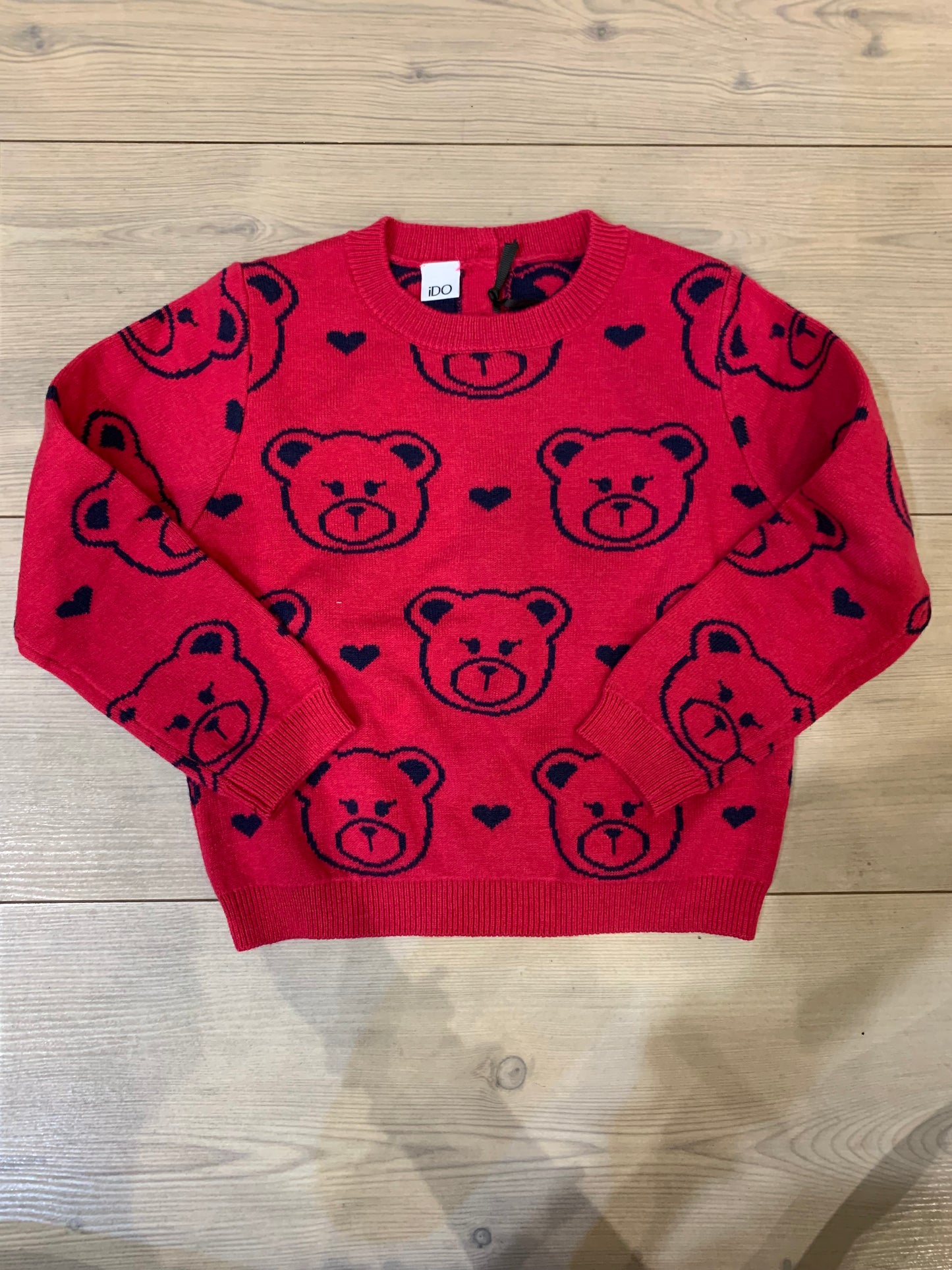 MAGLIONCINO FUCSIA STAMPA ALL-OVER ORSETTI BLU