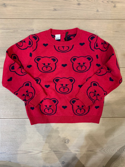 MAGLIONCINO FUCSIA STAMPA ALL-OVER ORSETTI BLU