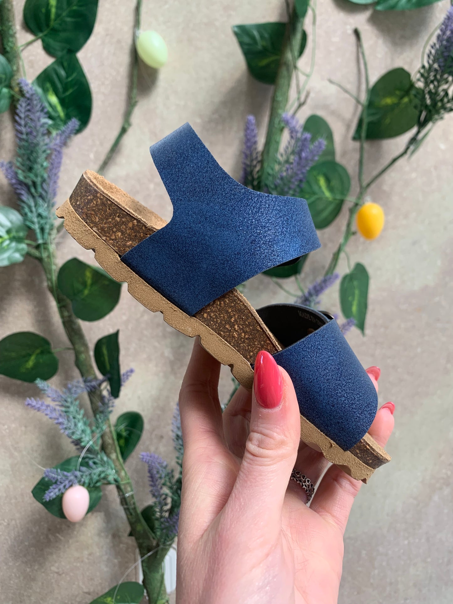 SANDALO IN PELLE COLOR BLU DENIM