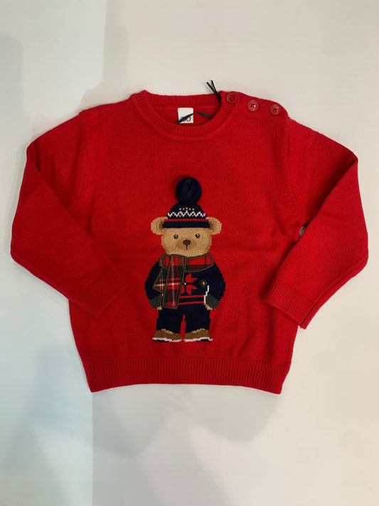 MAGLIONCINO ROSSO NATALE CON ORSETTO TEDDY