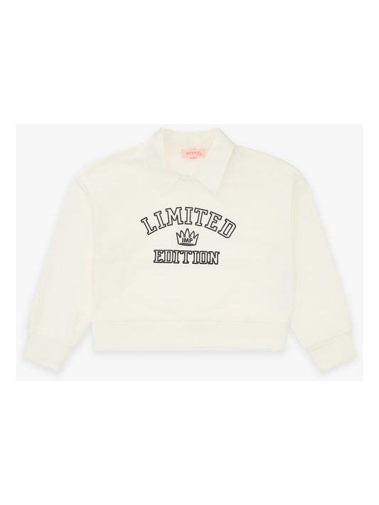 FELPA CON SCRITTA E COLLO DI CAMICIA REMOVIBILE