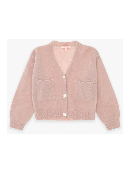 CARDIGAN COLOR BAMBOLA CON BOTTONCINI CON BRILLANTINI